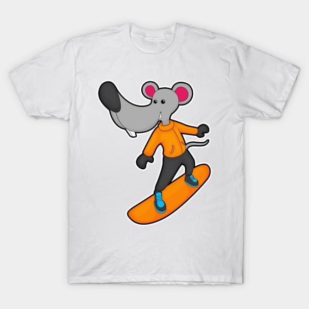 Mouse as Snowboarder with Snowboard T-Shirt by Markus Schnabel